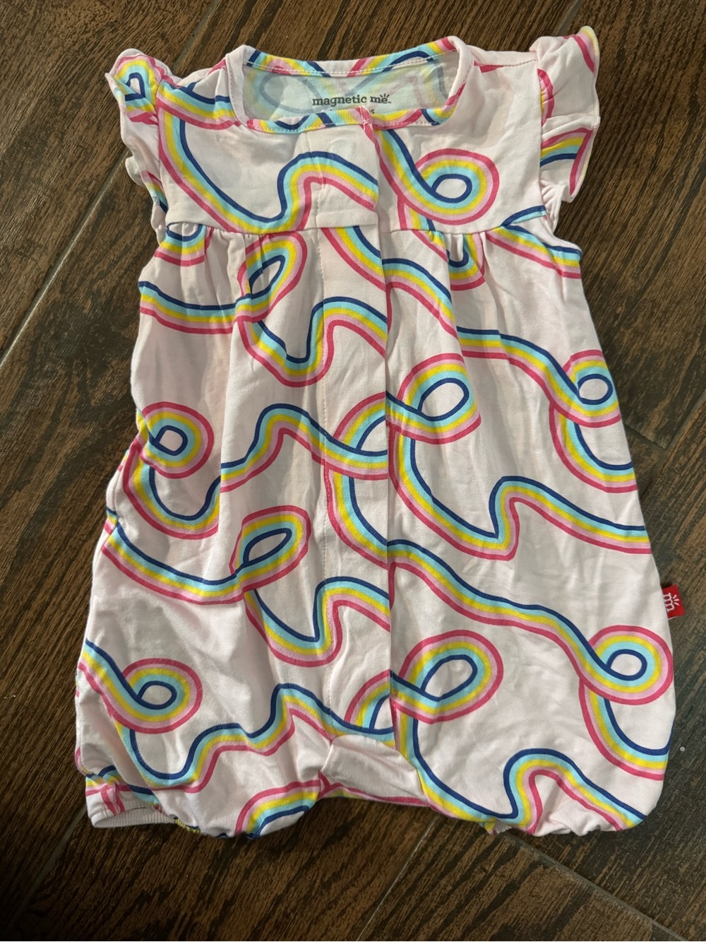 Magnetic Me White Rainbow Swirl Romper